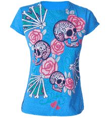 PINK ROSE SKULL BLUE